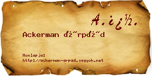 Ackerman Árpád névjegykártya